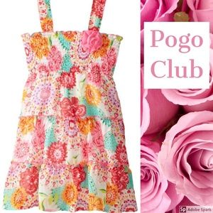 Pogo‎ Club Girls Floral Smocked Tiered Sundress Dress Size 5-6 Chiffon Beach NWT